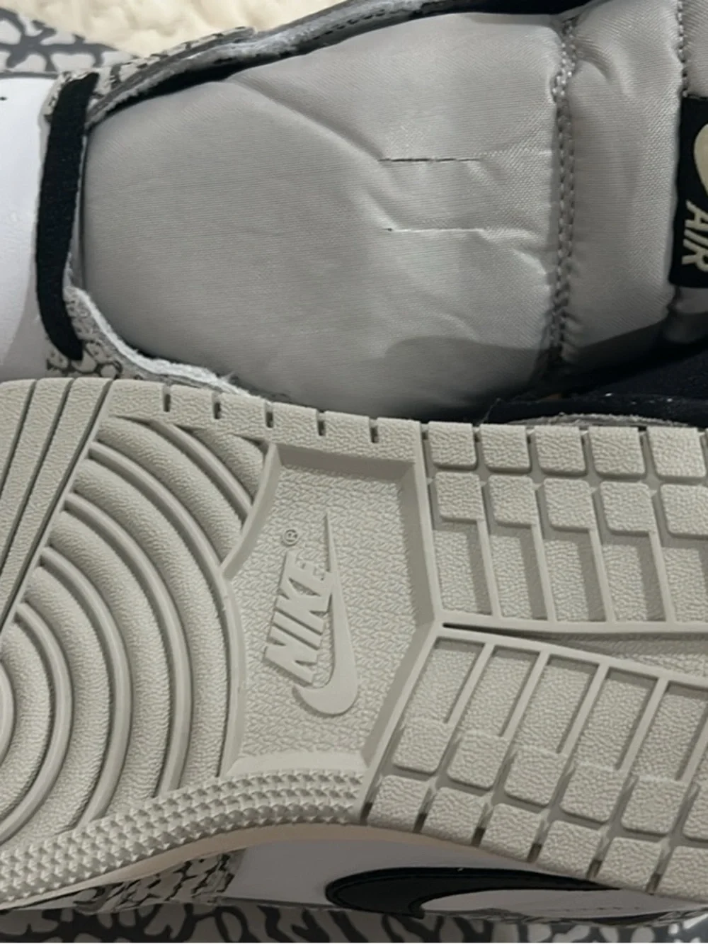 Men 5 or Woman 6.5 Black and White Patterned Sneakers Air Jordan